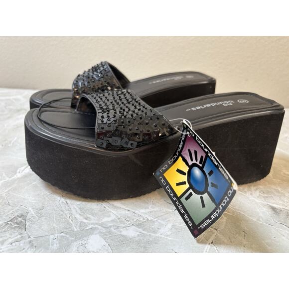 Women’s NOBO No Boundaries Ashton‎ Y2K Platform Sandal Black Size 8 New Slip On - Picture 5 of 9